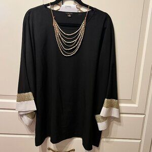 IMAN‎ Global Chic Luxury Resort Flowy Cold Shoulder Top (Plus Size 2X)